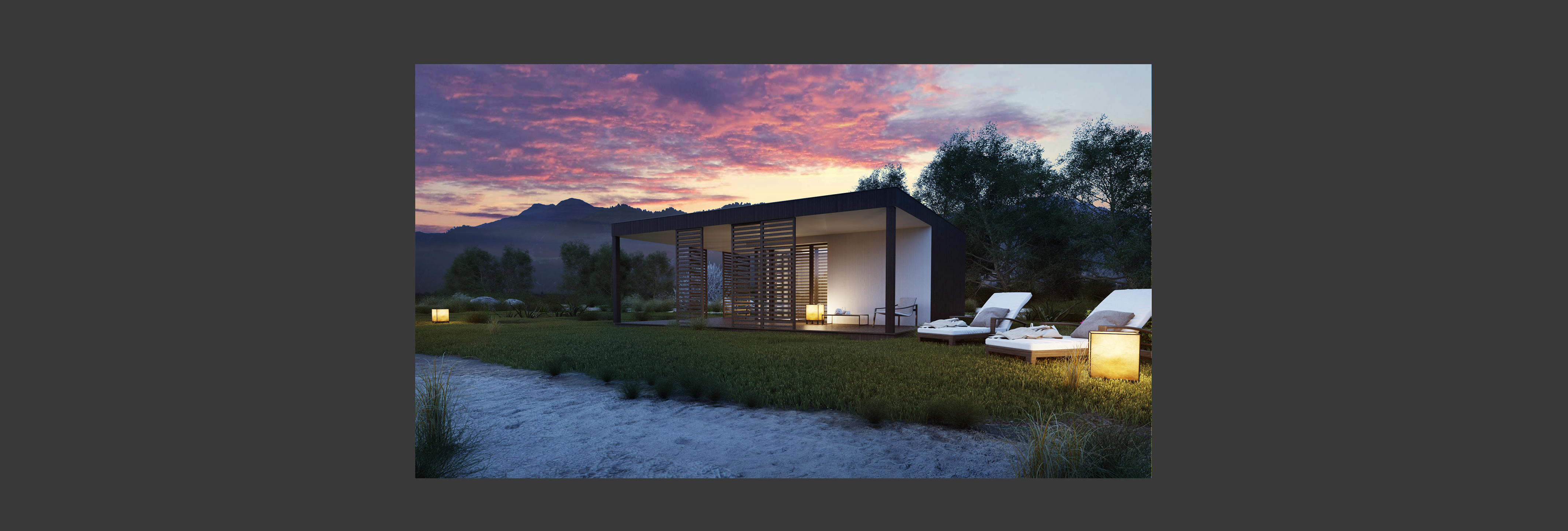 Baner domek letniskowy noc